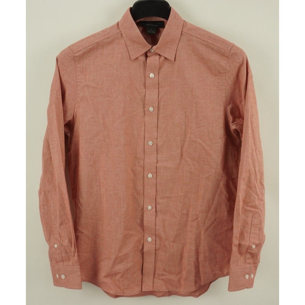 New $108 Bloomingdales Mens Small Long Sleeve Red Cotton Flannel Button Up Shirt